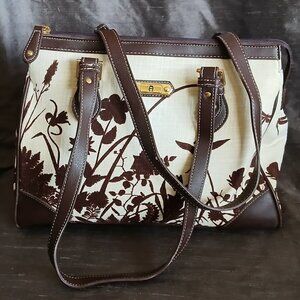 Etienne Aigner Linen Purse Floral Design
